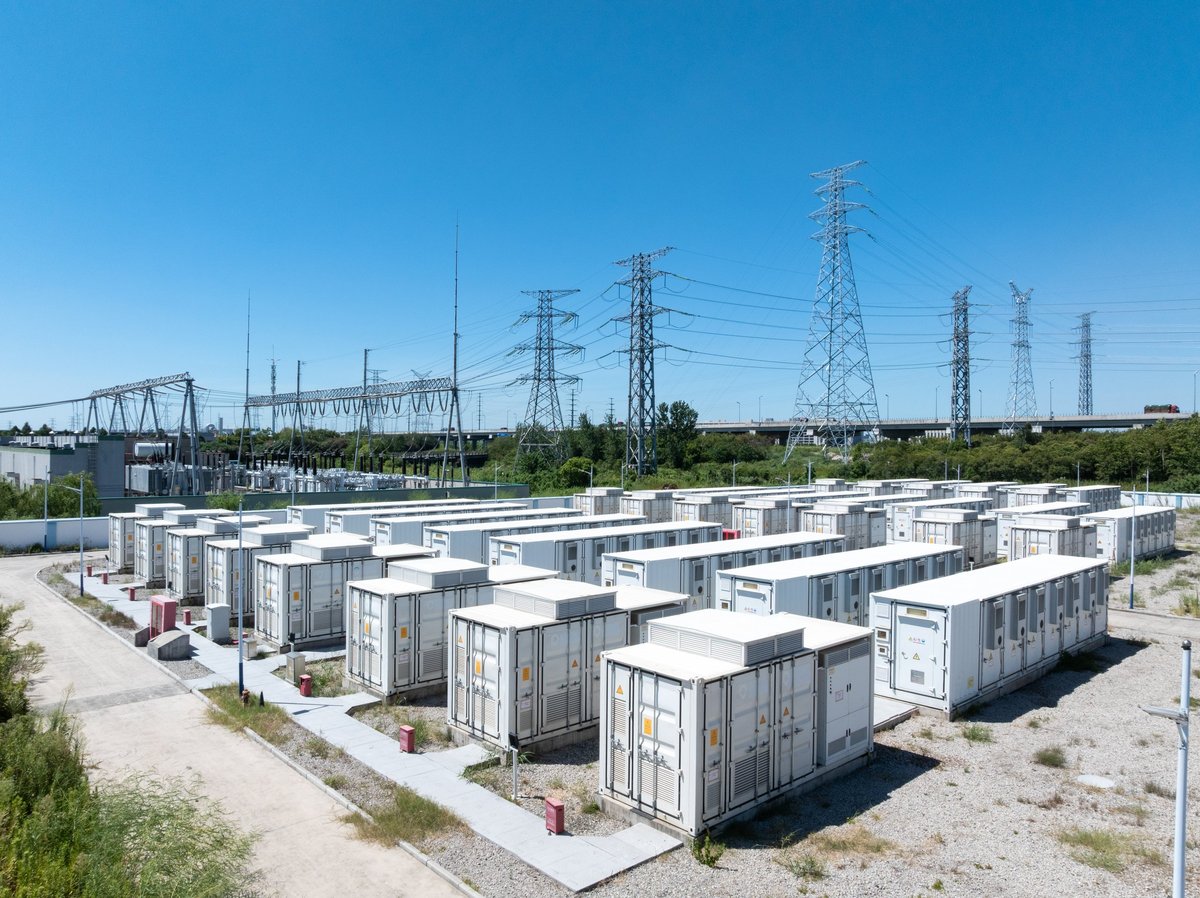 Aerial view of battery energy storage systems